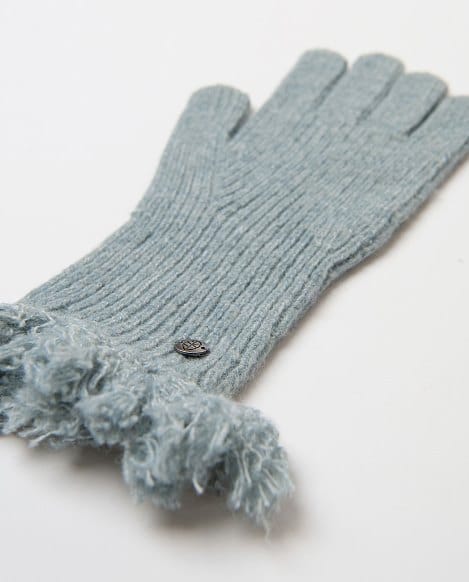 Guantes de punto con flecos Azul Empolvado Surkana - Imagen 2