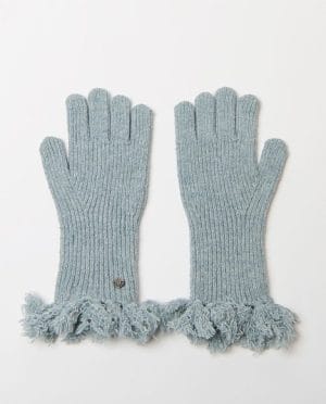 Guantes de punto con flecos Azul Empolvado Surkana