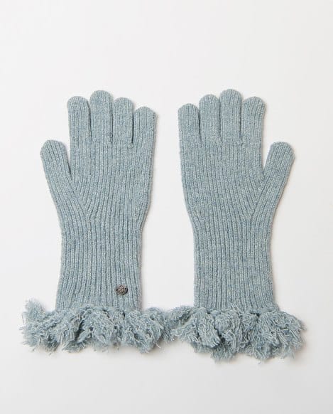 Guantes de punto con flecos Azul Empolvado Surkana
