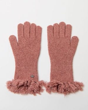 Guantes de punto con flecos rosa Surkana