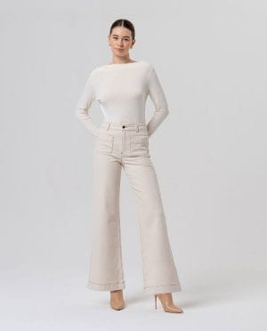 Jeans anchos con bolsillos de parche Crudo Surkana