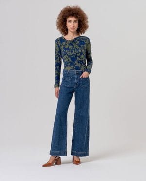 Jeans anchos con bolsillos de parche Indigo Surkana