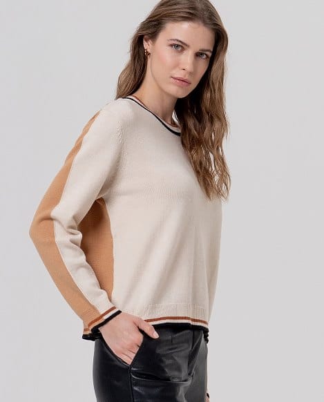 Jersey de cuello redondo con contrastes Crudo Surkana - Imagen 4