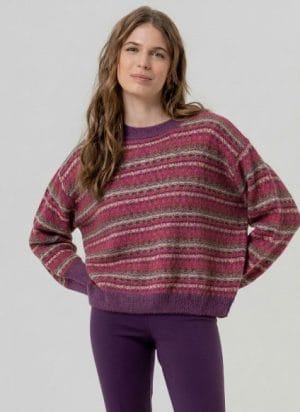 Jersey de cuello redondo con jacquard Burdeos Surkana