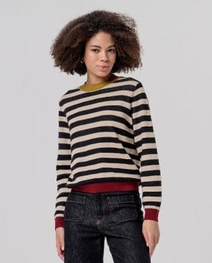 Jersey de cuello redondo de rayas Negro Surkana