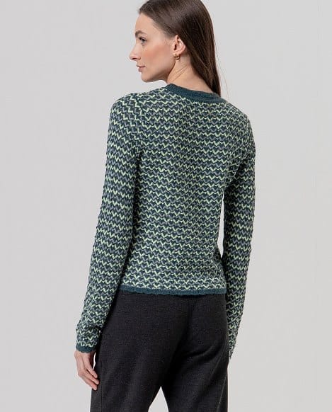 Jersey de cuello redondo de zigzag Verde Botella Surkana - Imagen 2