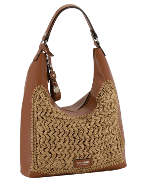 Maxi Shopper cacharel rafia trenzada cuero
