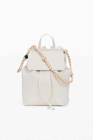 Mochila desigual pequeña charms blanca