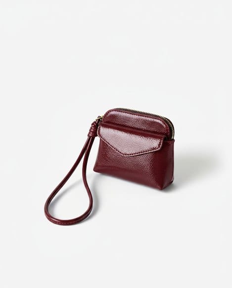 Monedero de charol con asa de muñeca rojo Surkana - Imagen 4
