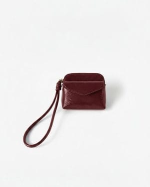 Monedero de charol con asa de muñeca rojo Surkana