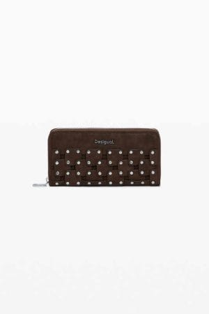 Monedero Desigual efecto piel Tachuelas Chocolate