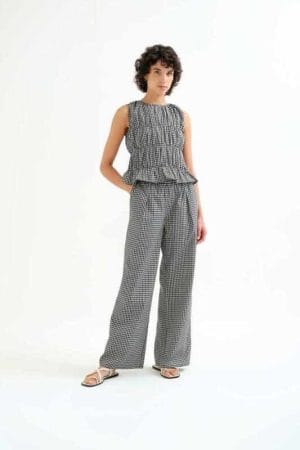 Pantalón cuadros vichy negro Compañia Fantástica