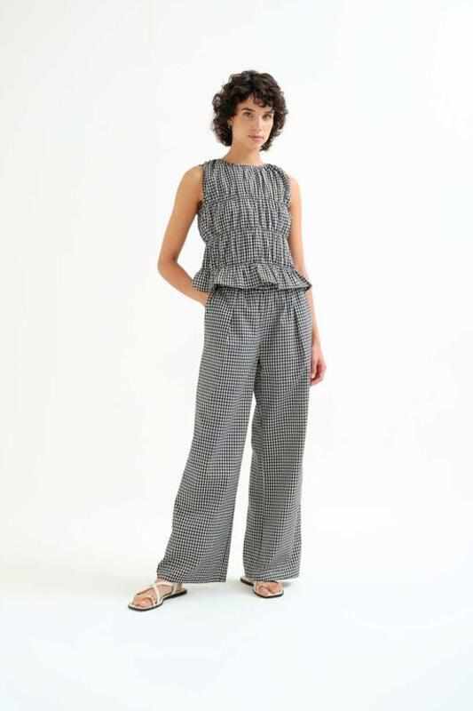 Pantalón cuadros vichy negro Compañia Fantástica