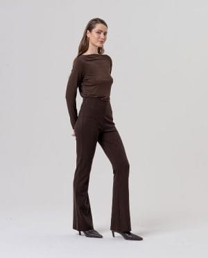 Pantalón de campana de punto Chocolate Surkana