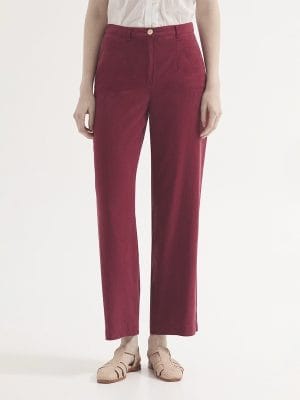 Pantalón de Tencel sobretintado con bolsillos Nice Things Burdeos