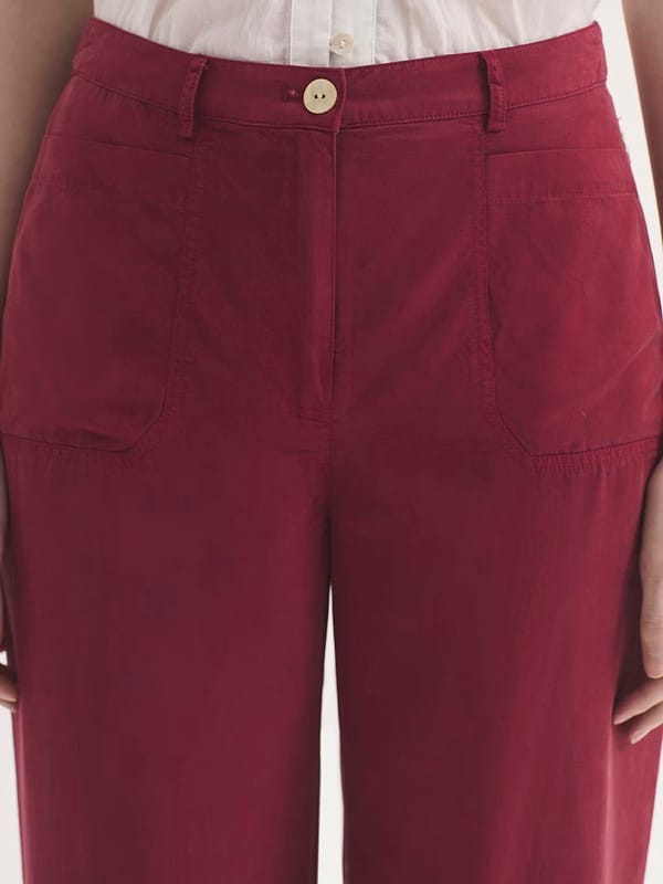 Pantalón de Tencel sobretintado con bolsillos Nice Things Burdeos - Imagen 3