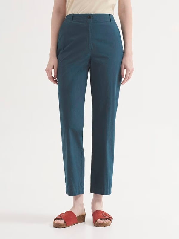 Pantalón recto de popelín sobretintado