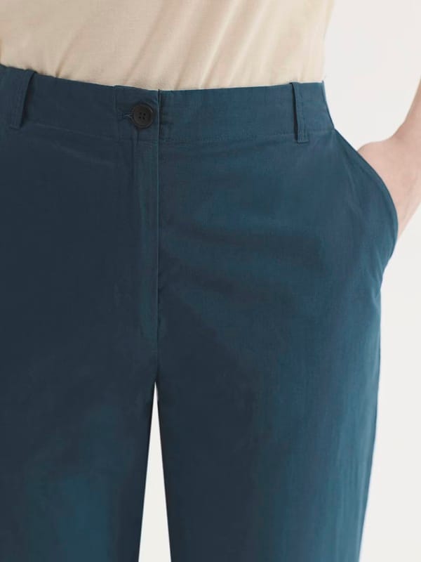 Pantalón recto de popelín sobretintado - Imagen 4