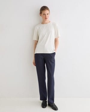 Pantalón recto raya diplomática azul marino Yerse