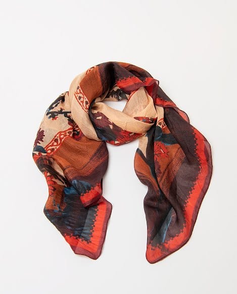 Pañuelo de seda estampado floral acuarela Multi Surkana - Imagen 2