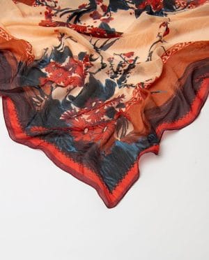Pañuelo de seda estampado floral acuarela Multi Surkana