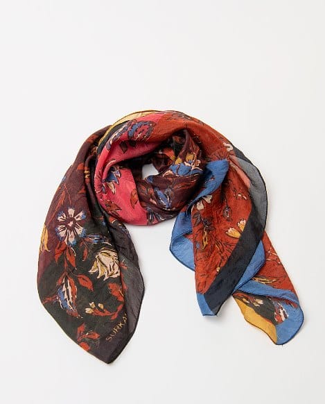 Pañuelo de seda estampado floral multicolor Rosa Surkana - Imagen 2
