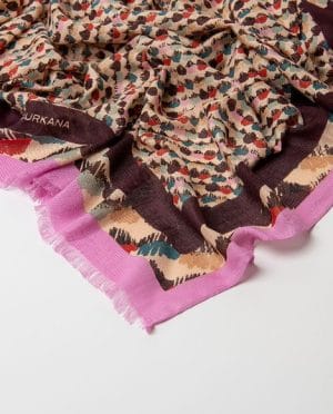 Pañuelo estampado abstracto multicolor Crudo