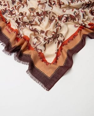 Pañuelo estampado cachemira floral Crudo Surkana