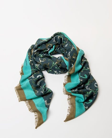 Pañuelo estampado de arabescos Verde Oscuro Surkana - Imagen 2