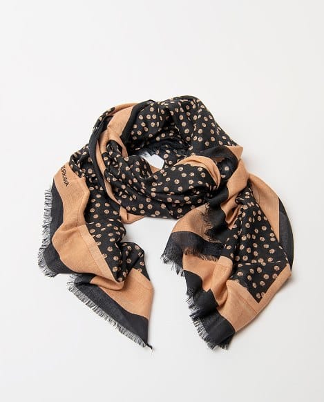 Pañuelo estampado de topos batik Negro Surkana - Imagen 2