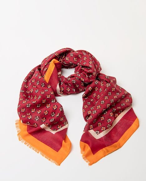 Pañuelo estampado geométrico foulard Rojo Surkana - Imagen 2