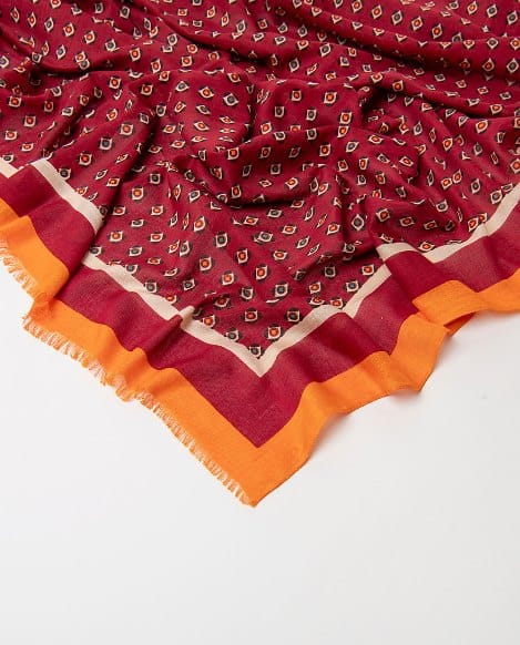 Pañuelo estampado geométrico foulard Rojo Surkana