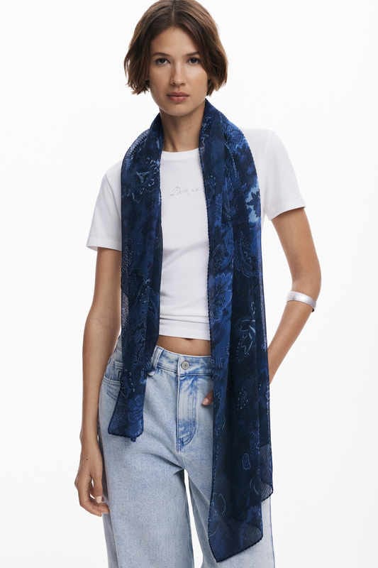Pañuelo Desigual rectangular plisado Paisley