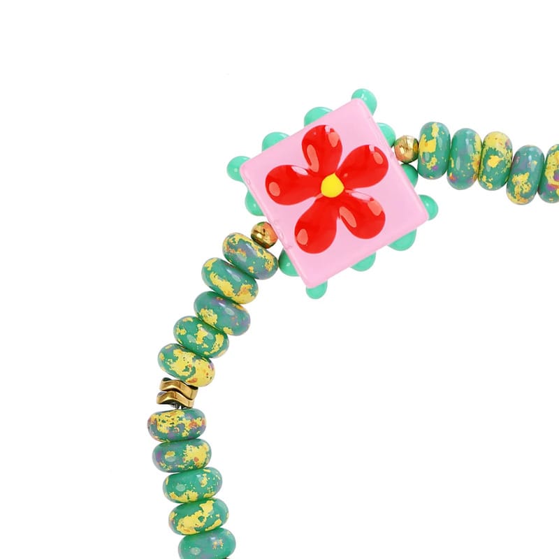 Pulsera elástica Trencadis verde flor central Anartxy - Imagen 3