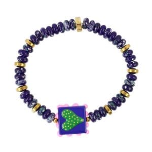 Pulsera elástica Trencadis azul corazón central Anartxy