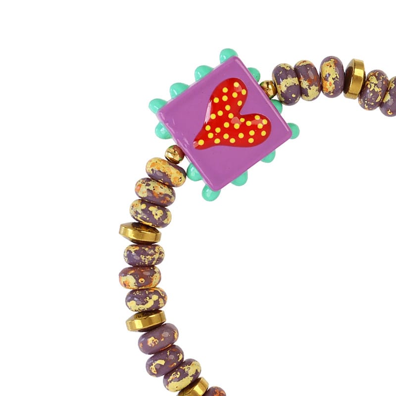 Pulsera elástica Trencadis burdeos corazón central Anartxy - Imagen 2