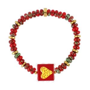 Pulsera elástica Trencadis rojo corazón central Anartxy