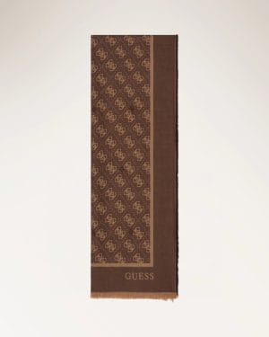 Bufanda Jaquard Logo Guess Marrón