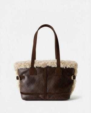 Bolso shopper con pelo Marrón Surkana
