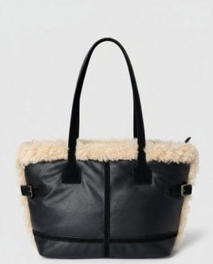 Bolso shopper con pelo Negro Surkana