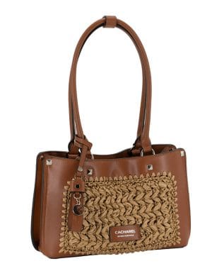 Shopper pequeño cacharel rafia trenzada cuero