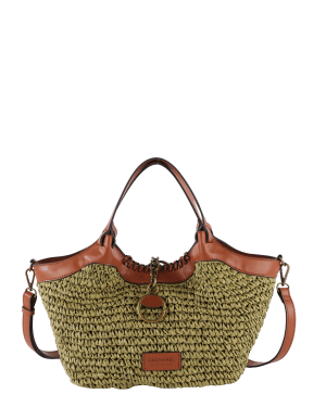 Shopper rafia trenzada verde