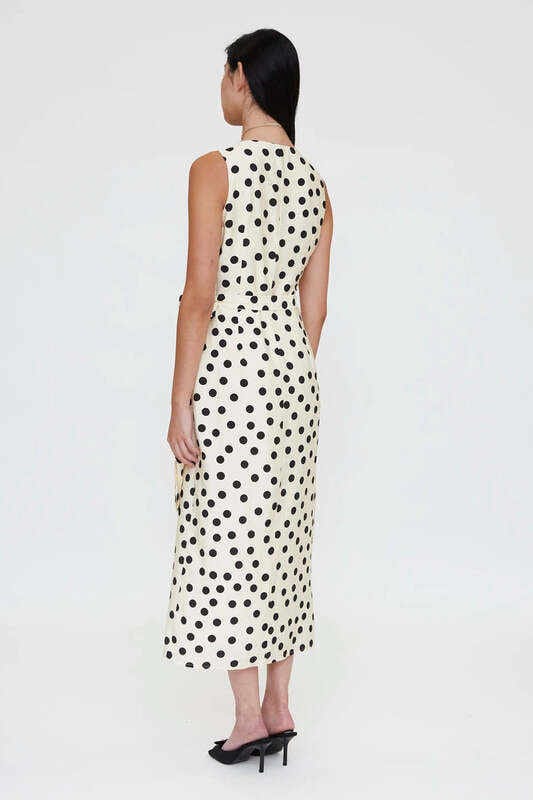 Vestido midi con estampado polka dots blanco y negro Wild Pony - Imagen 4