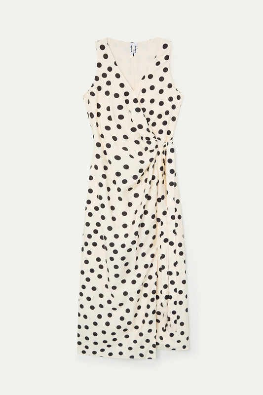 Vestido midi con estampado polka dots blanco y negro Wild Pony - Imagen 2