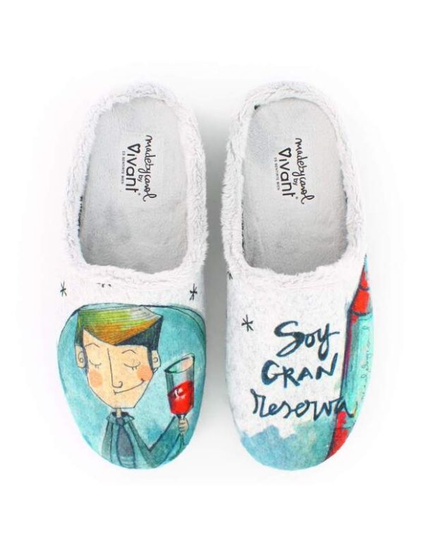 Zapatilla de Casa Vivant "Soy un Gran Reserva" Gris - Imagen 2