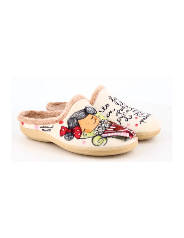 Zapatilla de Casa Vivant "Creo firmemente en el poder curativo de las Palomitas" Everest Beig - Imagen 2