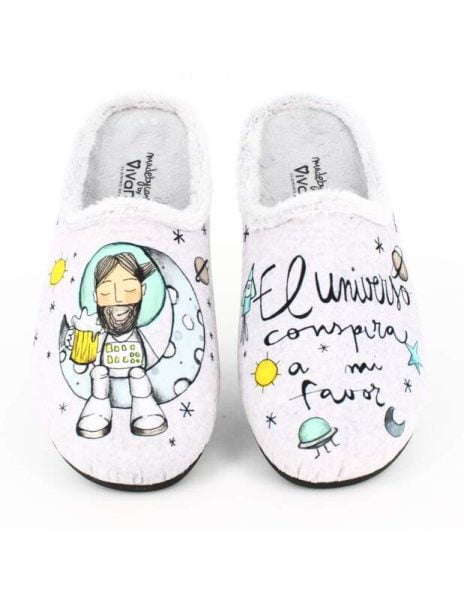Zapatillas de Casa Vivant "El Universo Conspira a Mi Favor" Gris