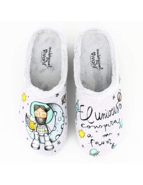 Zapatillas de Casa Vivant "El Universo Conspira a Mi Favor" Gris - Imagen 2