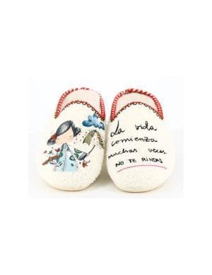 Zapatilla de Casa Vivant "La Vida comienza muchas veces no te rindas" Danubio Hielo